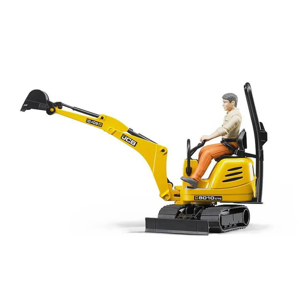 Bruder Toys Bruder Pro Series JCB Micro Excavator 8010 CTS 1:16 Scale Vehicle with Construction Worker