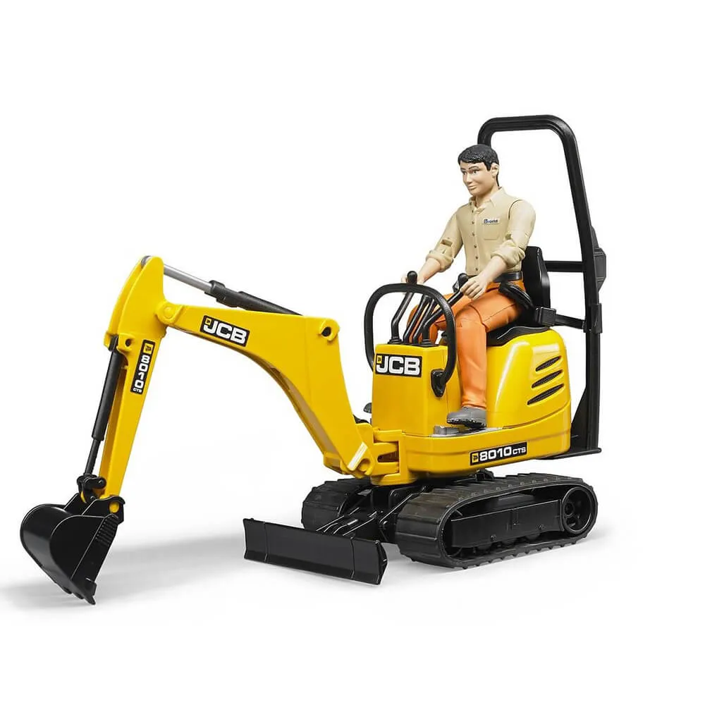 Bruder Toys Bruder Pro Series JCB Micro Excavator 8010 CTS 1:16 Scale Vehicle with Construction Worker