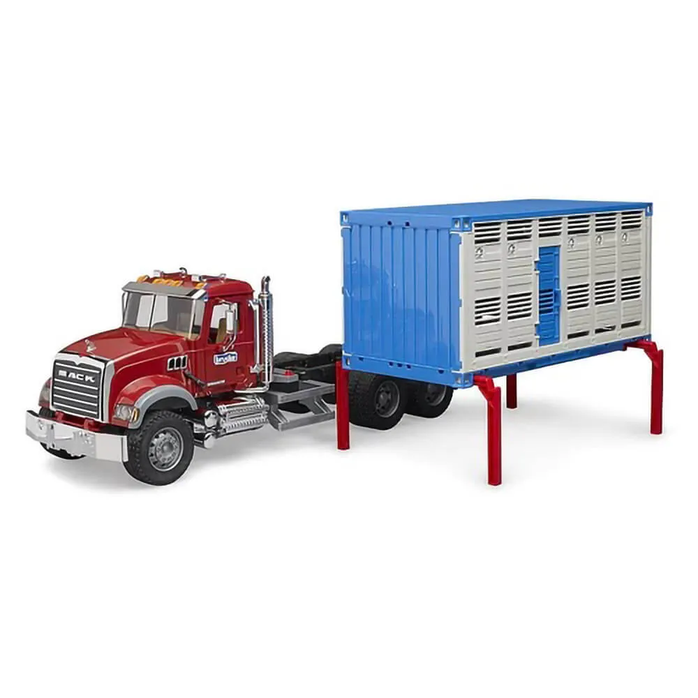Bruder Toys Bruder Pro Series MACK Granite Cattle Transportation Truck w Cow