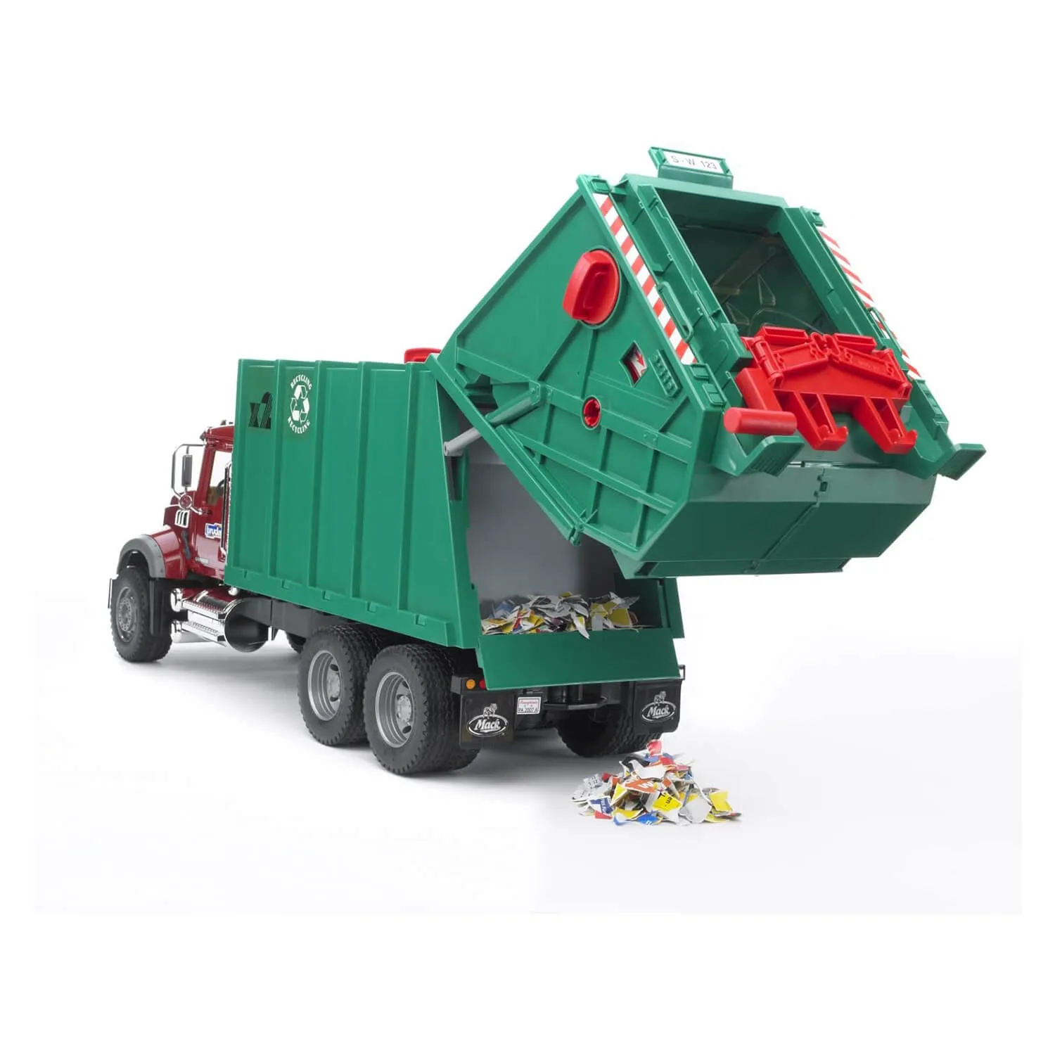 Bruder Toys Bruder Pro Series Mack Granite Garbage Truck Ruby Red Green