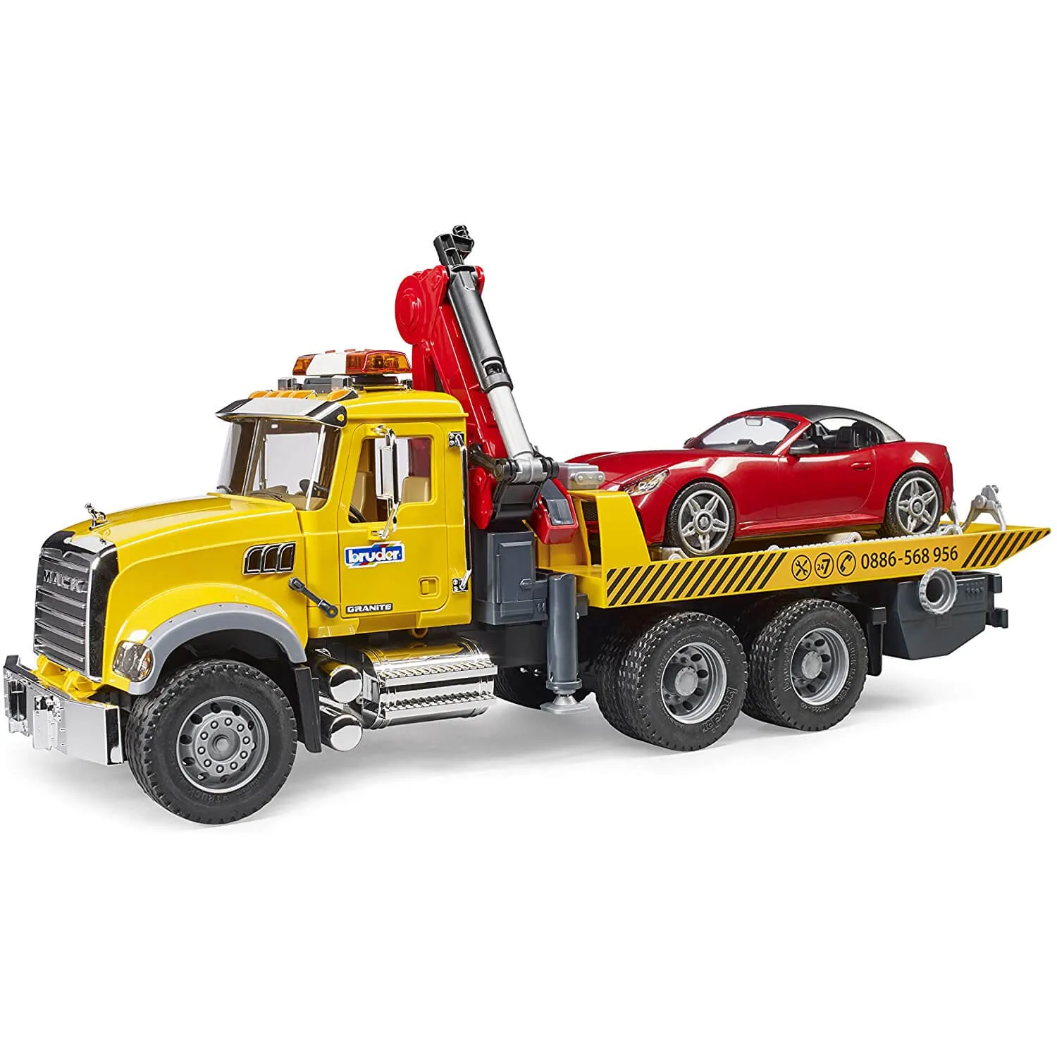 Bruder Toys Bruder Pro Series MACK Granite Tow Truck with Bruder Roadster