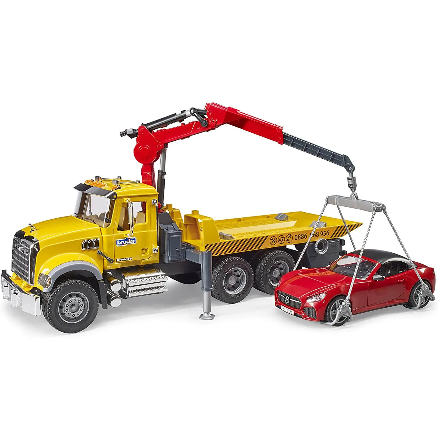 Bruder Toys Bruder Pro Series MACK Granite Tow Truck with Bruder Roadster