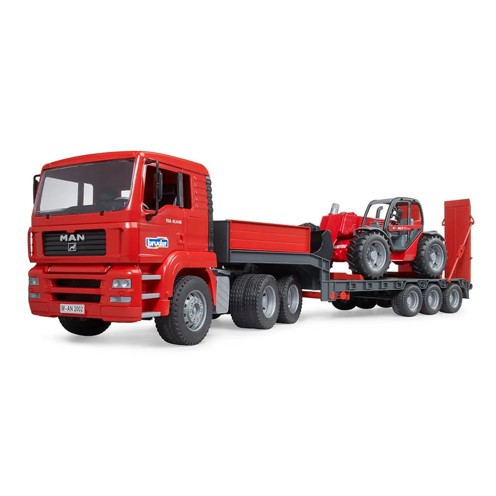 Bruder Toys Bruder Pro Series MAN TGA truck with low loader trailer and Manitou telehandler