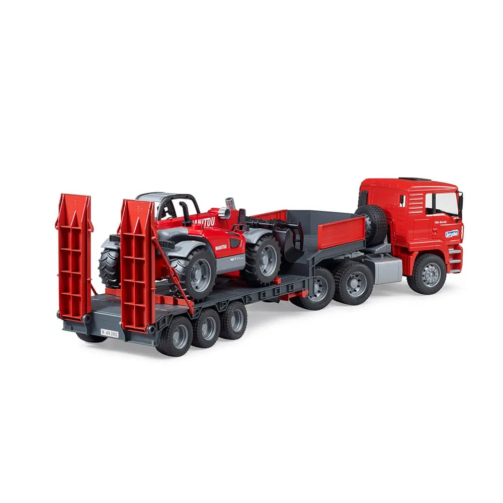Bruder Toys Bruder Pro Series MAN TGA truck with low loader trailer and Manitou telehandler