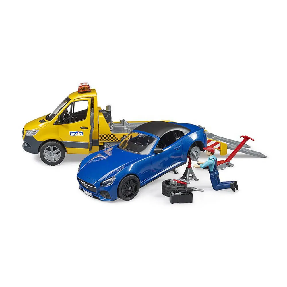 Bruder Toys Bruder Pro Series MB Sprinter Car Transporter w Bruder Roadster
