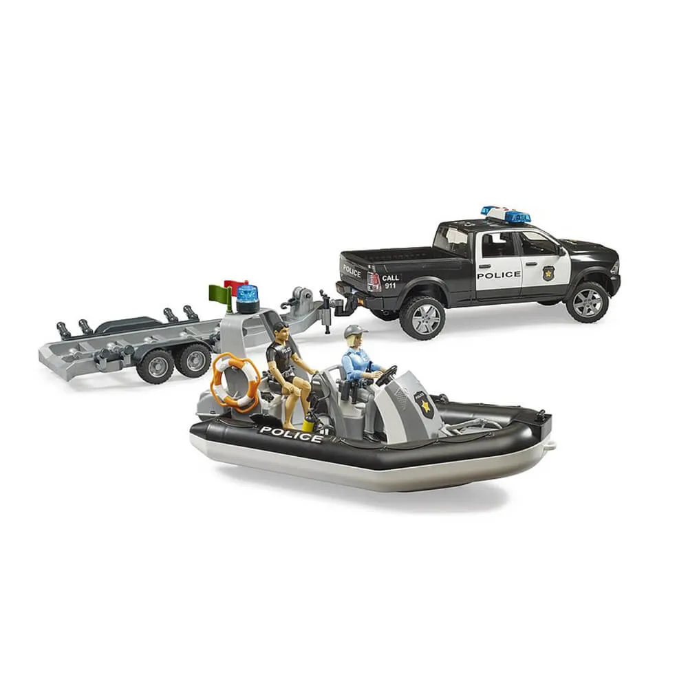 Bruder Toys Bruder Pro Series RAM 2500 Police Pickup, Trailer, Boat & Figures