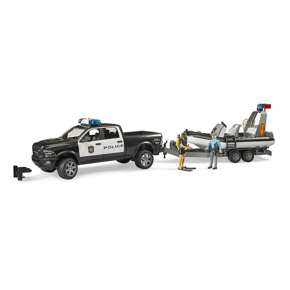Bruder Toys Bruder Pro Series RAM 2500 Police Pickup, Trailer, Boat & Figures