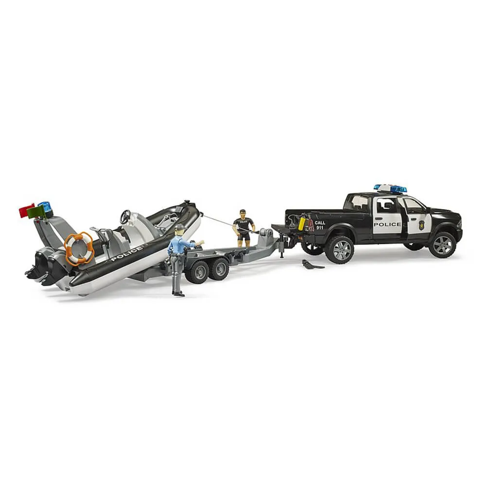 Bruder Toys Bruder Pro Series RAM 2500 Police Pickup, Trailer, Boat & Figures