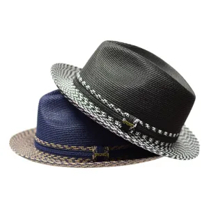 Bruno Capelo Antonio 2-Tone Straw Fedora Hat Snap Brim Accessories_Bruno Capelo_Hats