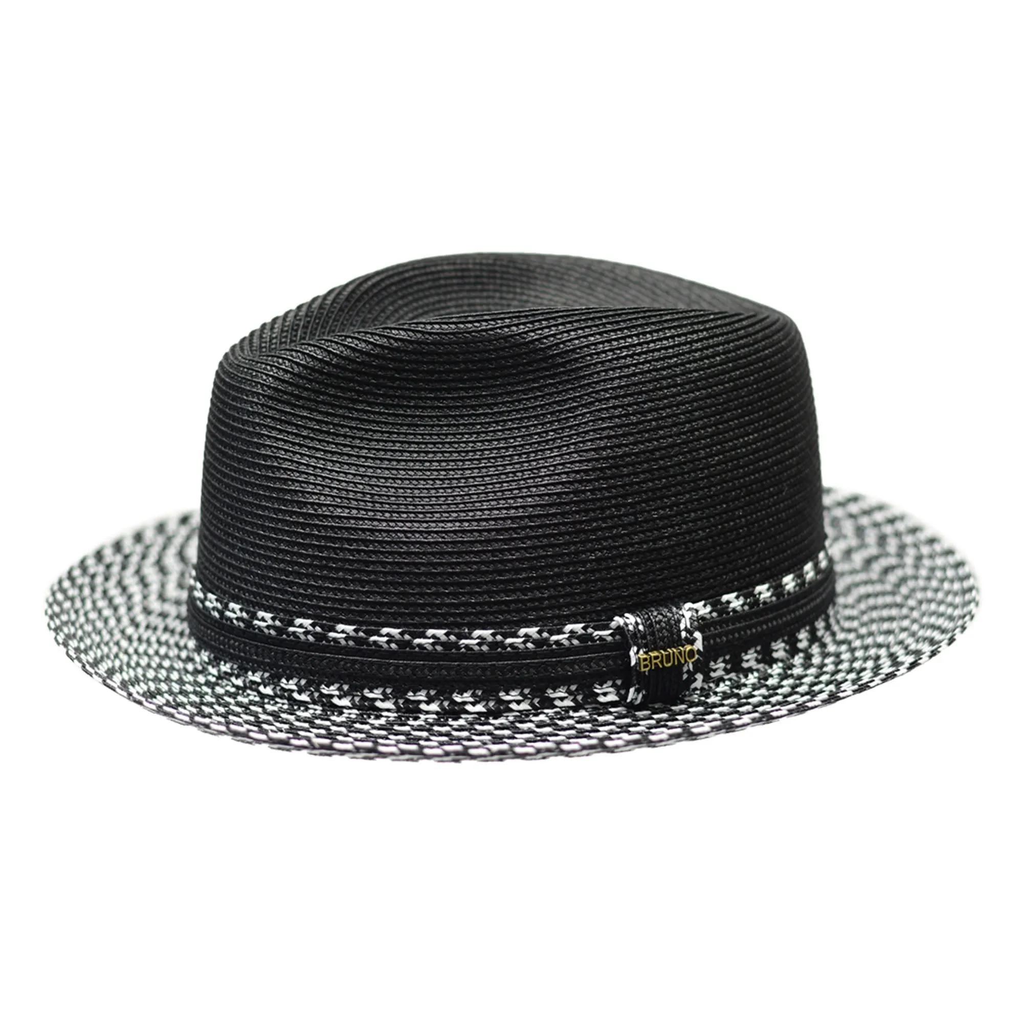 Bruno Capelo Antonio 2-Tone Straw Fedora Hat Snap Brim Accessories_Bruno Capelo_Hats