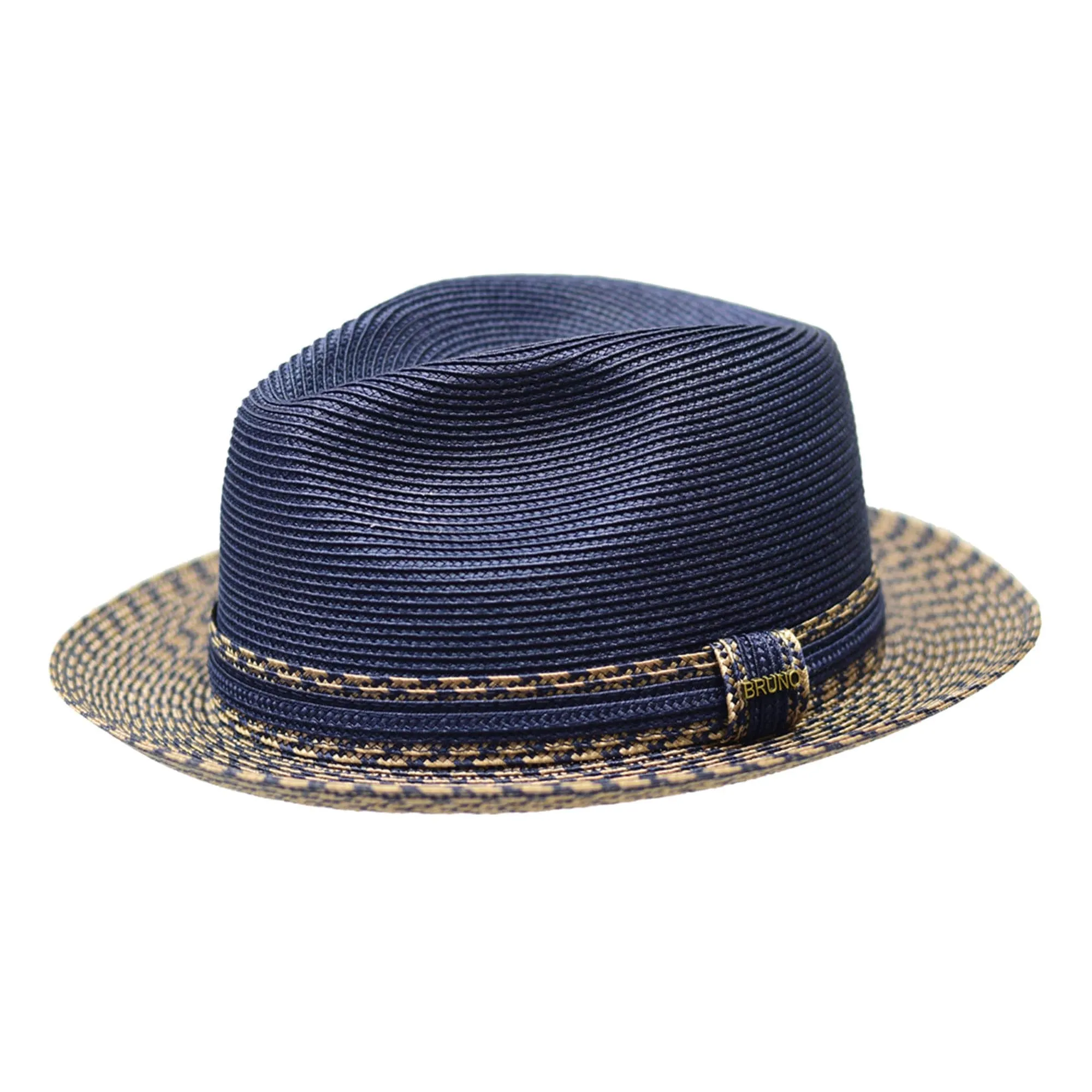 Bruno Capelo Antonio 2-Tone Straw Fedora Hat Snap Brim Accessories_Bruno Capelo_Hats