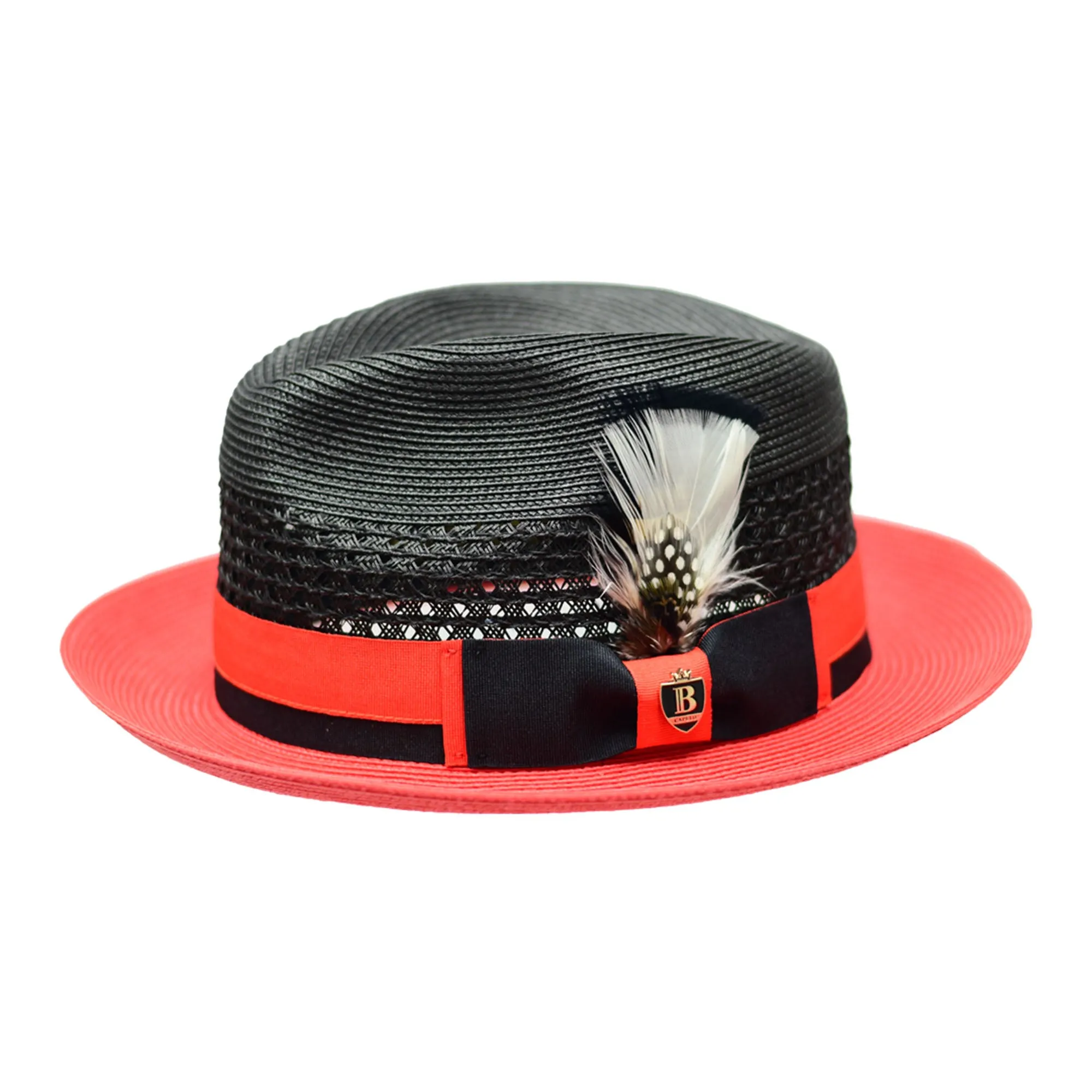 Bruno Capelo Belvedere 2-Tone Straw Fedora Hat Snap Brim Accessories_Bruno Capelo_Hats
