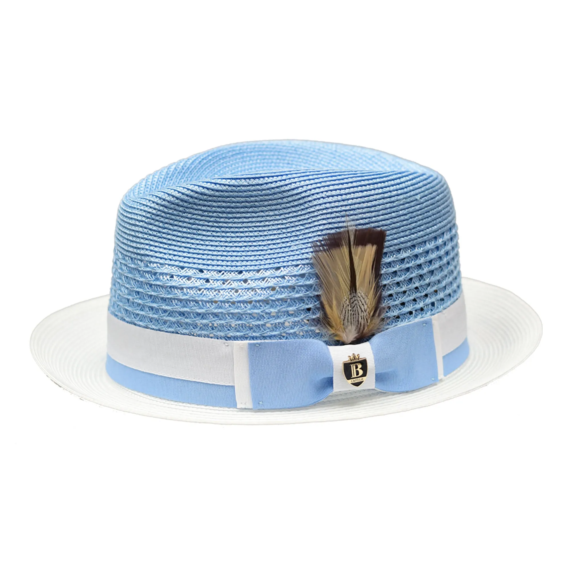 Bruno Capelo Belvedere 2-Tone Straw Fedora Hat Snap Brim Accessories_Bruno Capelo_Hats