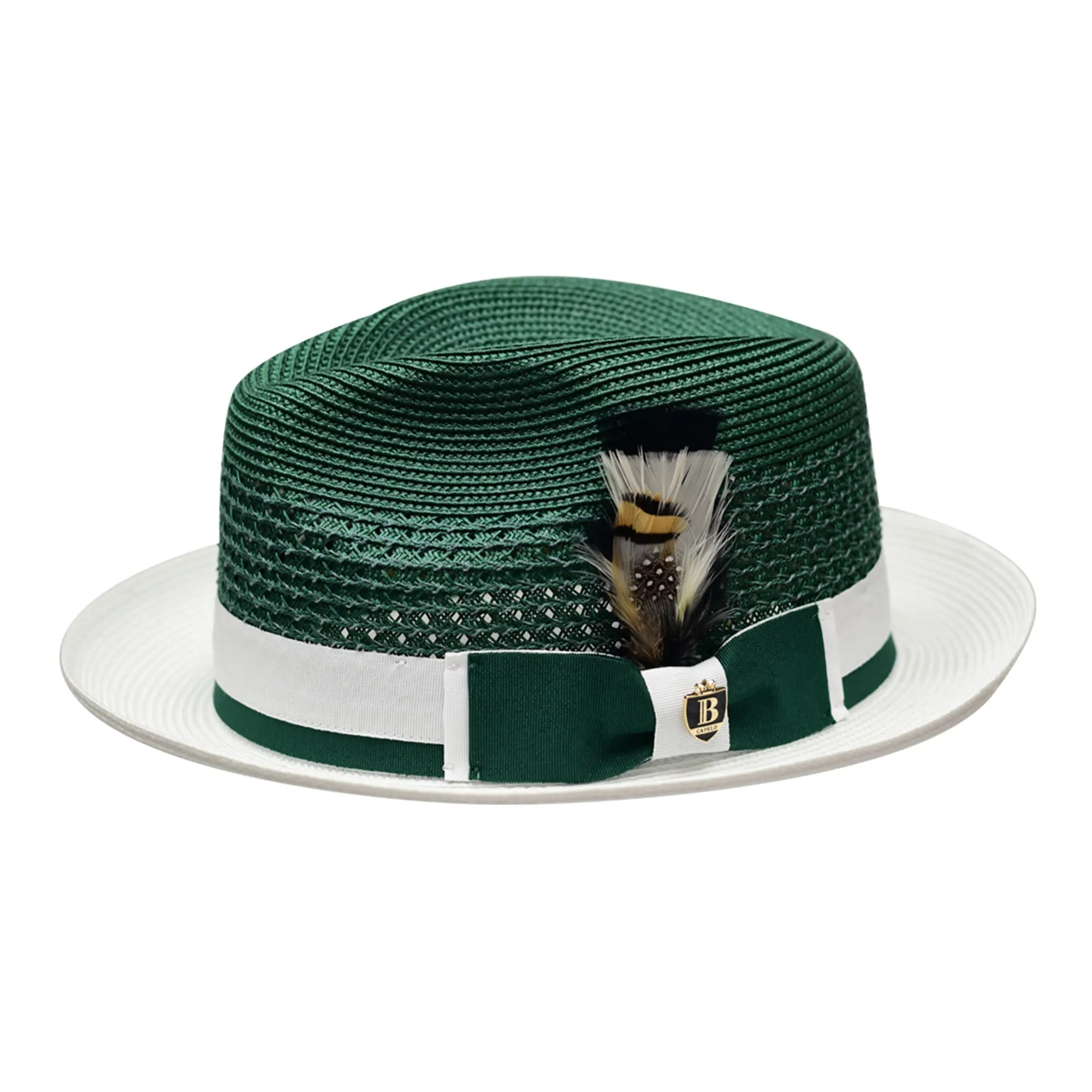 Bruno Capelo Belvedere 2-Tone Straw Fedora Hat Snap Brim Accessories_Bruno Capelo_Hats