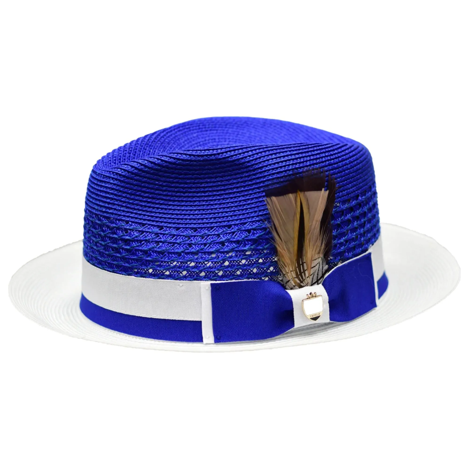 Bruno Capelo Belvedere 2-Tone Straw Fedora Hat Snap Brim Accessories_Bruno Capelo_Hats