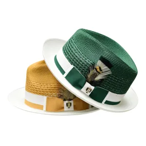 Bruno Capelo Belvedere 2-Tone Straw Fedora Hat Snap Brim Accessories_Bruno Capelo_Hats