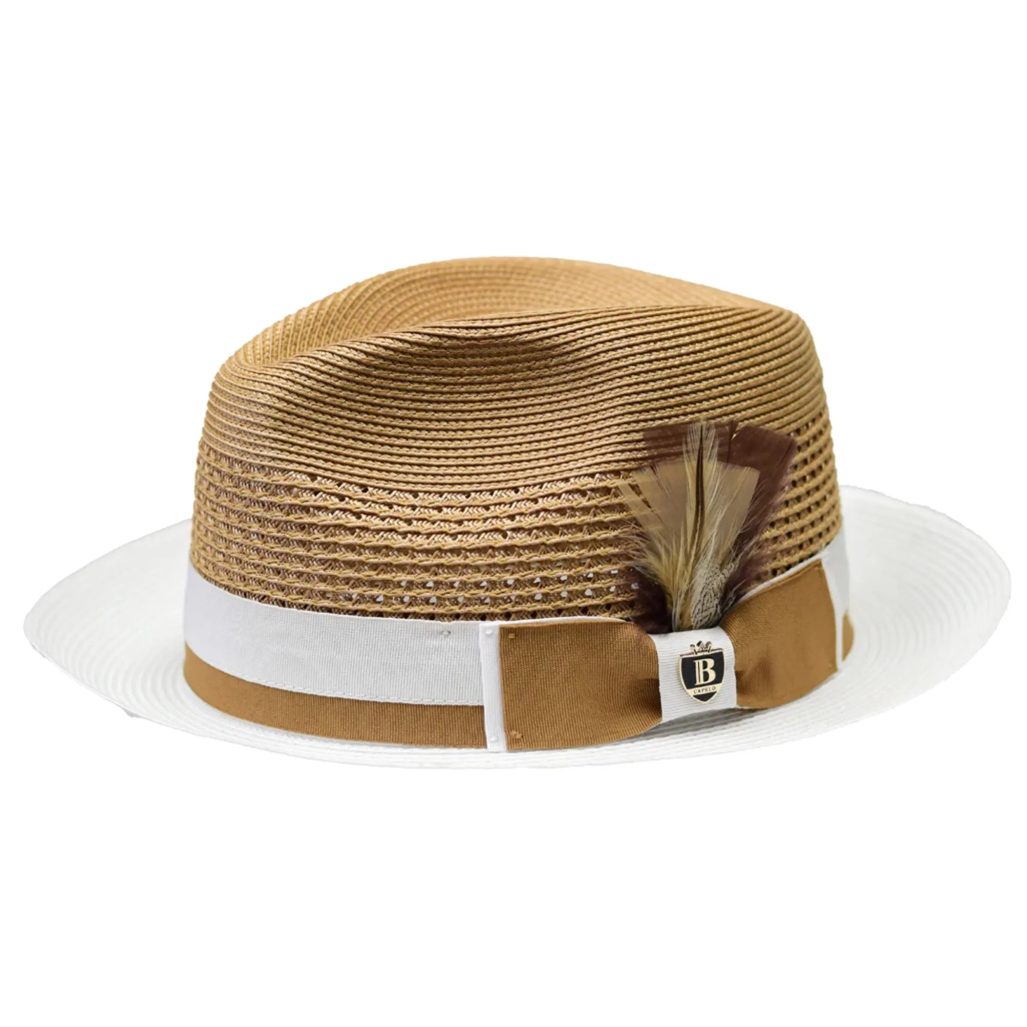 Bruno Capelo Belvedere 2-Tone Straw Fedora Hat Snap Brim Accessories_Bruno Capelo_Hats