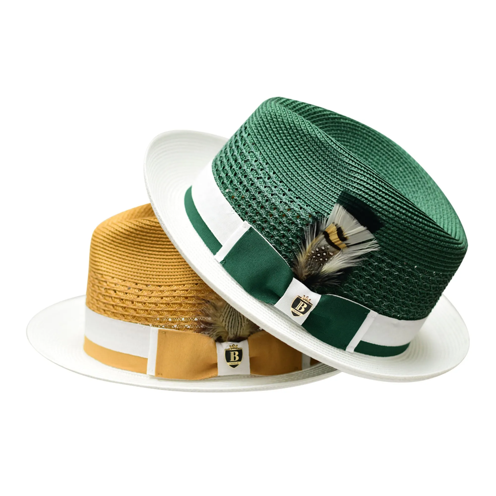 Bruno Capelo Belvedere 2-Tone Straw Fedora Hat Snap Brim Accessories_Bruno Capelo_Hats