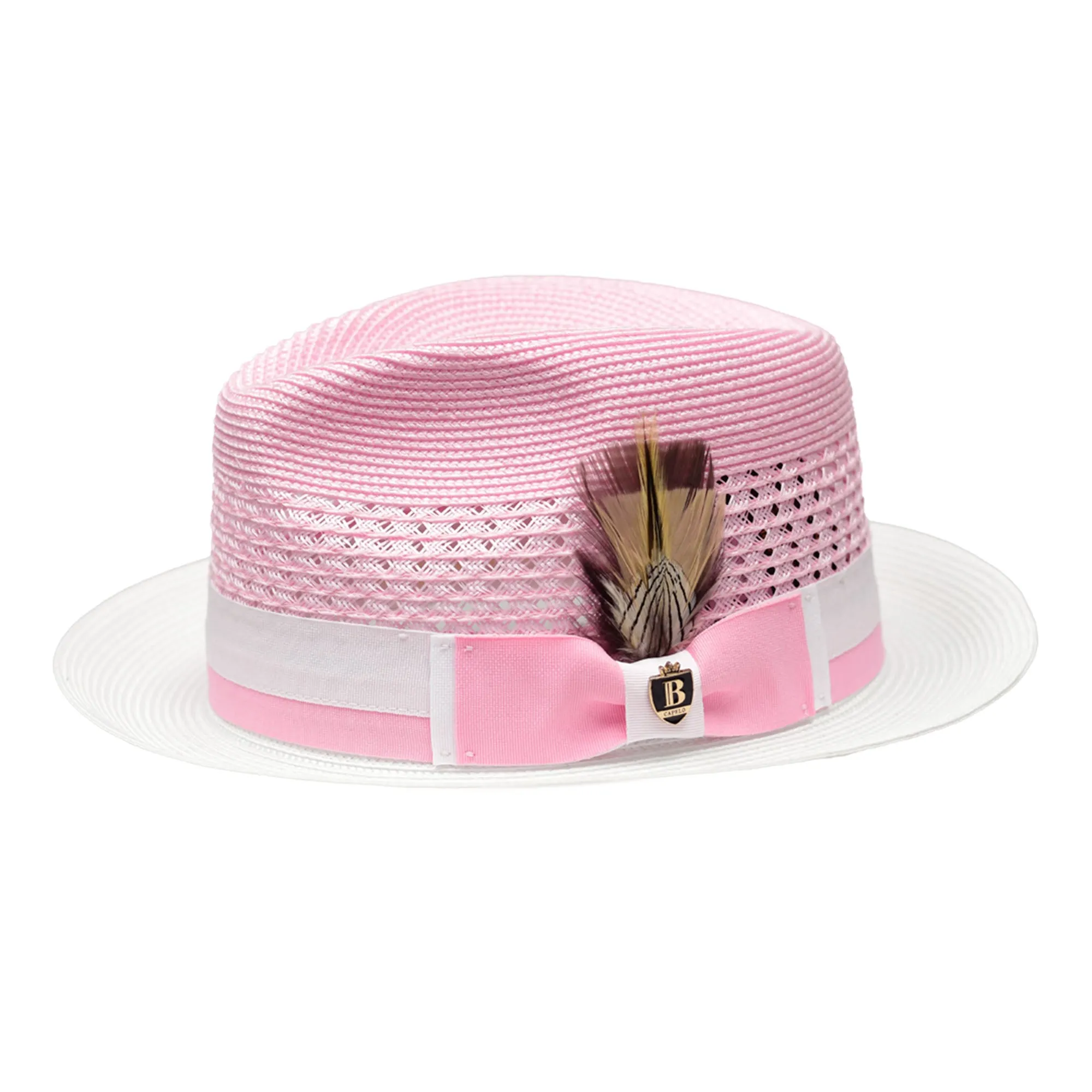 Bruno Capelo Belvedere 2-Tone Straw Fedora Hat Snap Brim Accessories_Bruno Capelo_Hats