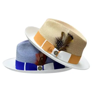 Bruno Capelo Georgio Two-Tone Straw Fedora Accessories_Bruno Capelo_Hats