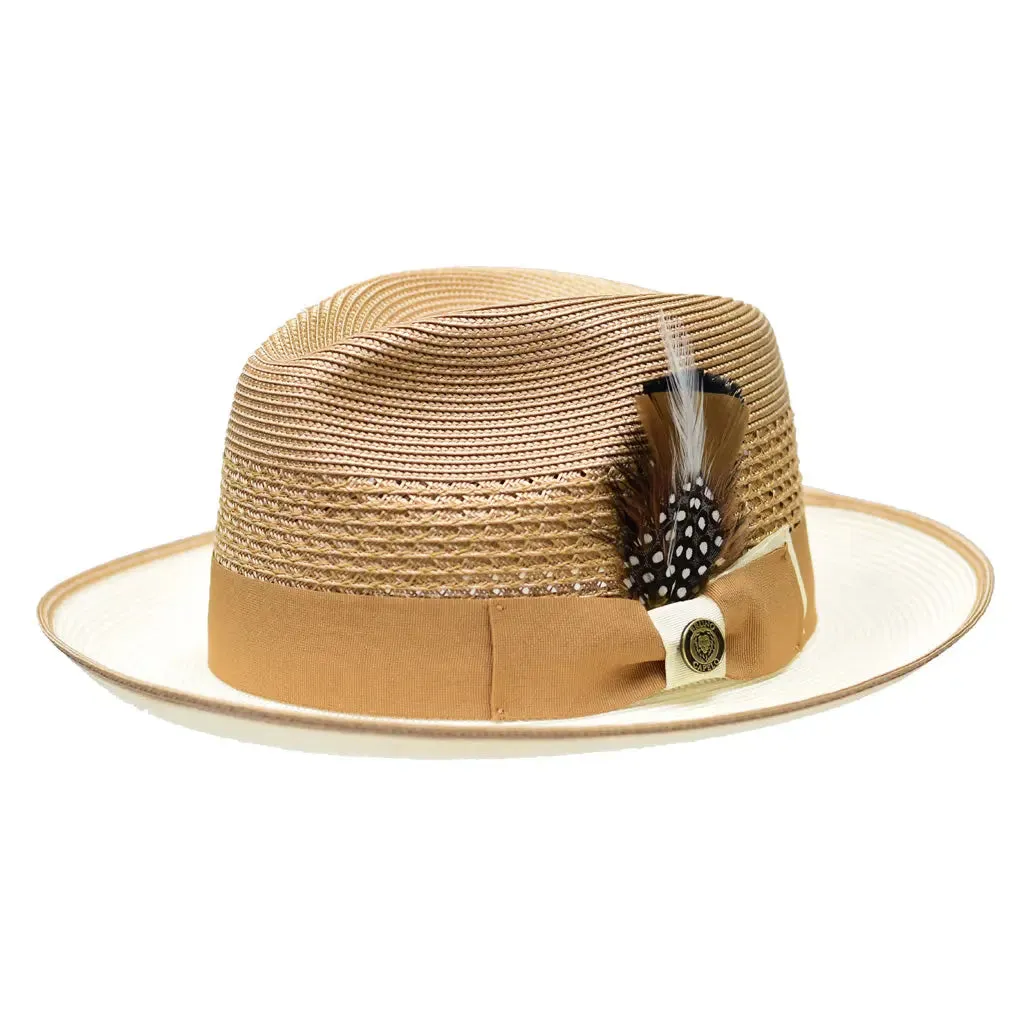 Bruno Capelo Havana Pinch Front Straw Fedora Accessories_Bruno Capelo_Hats
