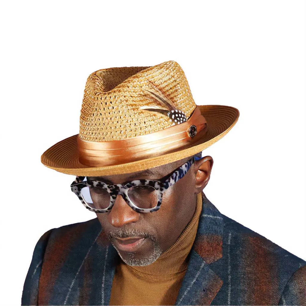 Bruno Capelo Julian Pinch Front Straw Fedora Accessories_Bruno Capelo_Hats