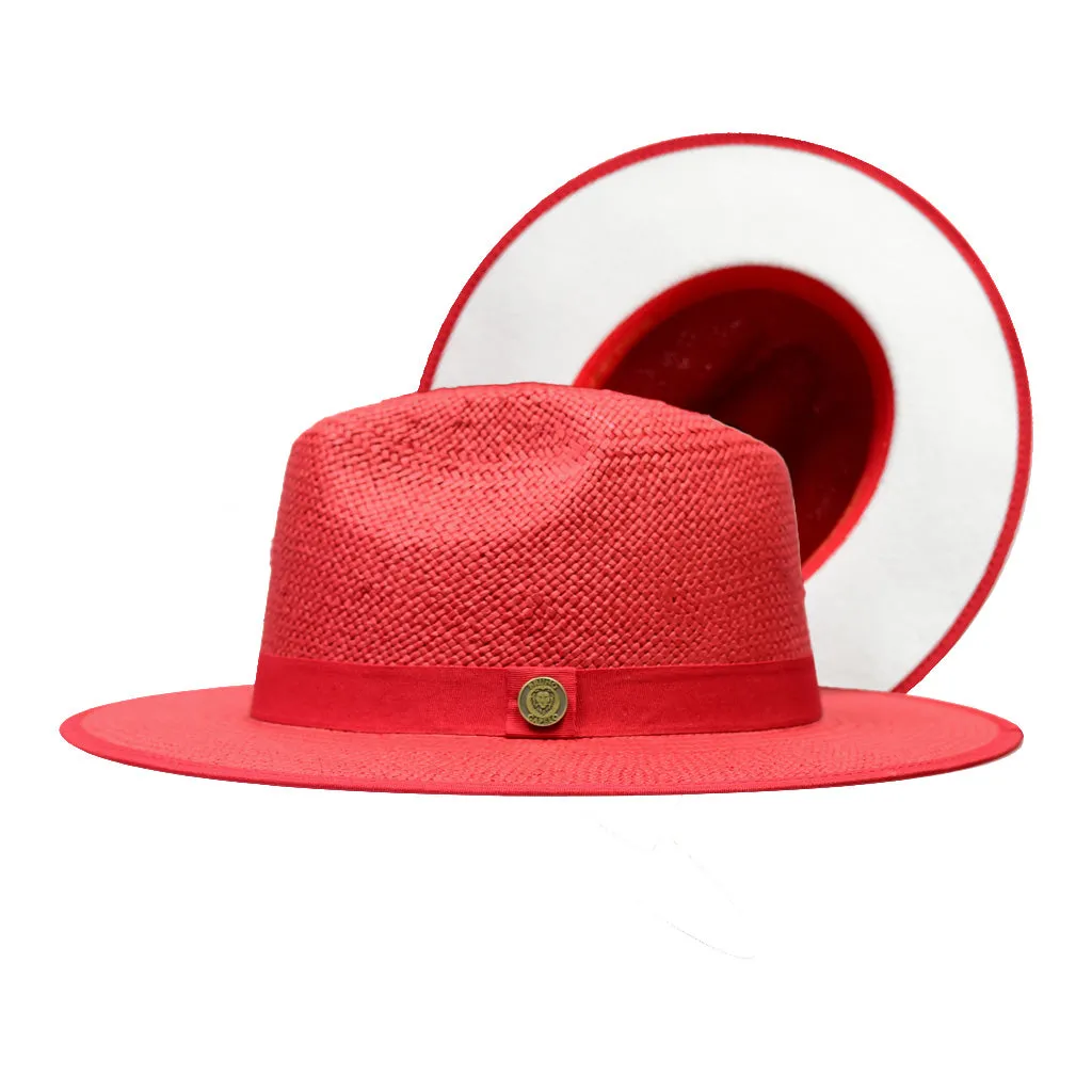 Bruno Capelo Kingdom Color Bottom Wide Brim Straw Fedora Accessories_Bruno Capelo_Hats