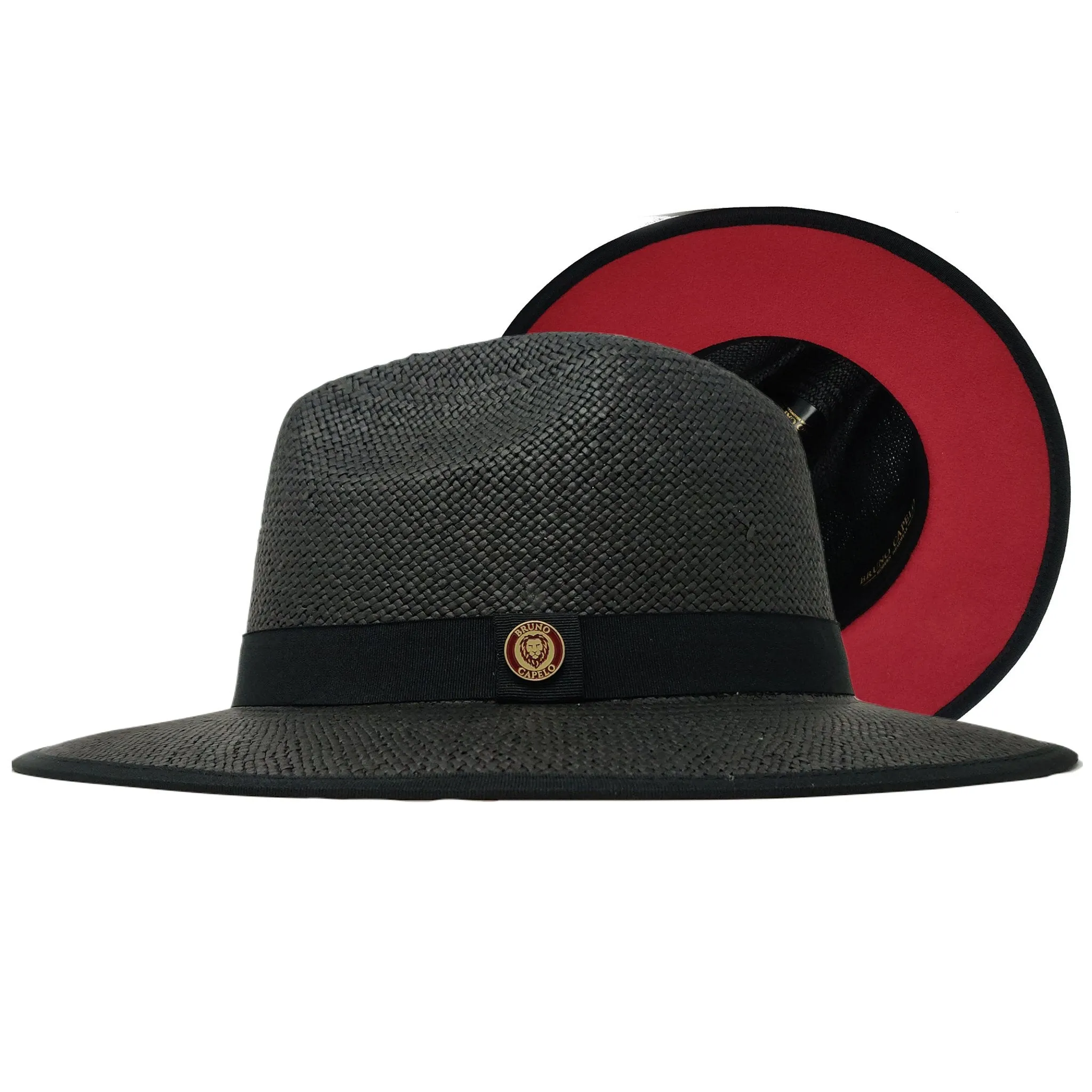 Bruno Capelo Kingdom Red Bottom Wide Brim Straw Fedora Accessories_Bruno Capelo_Hats