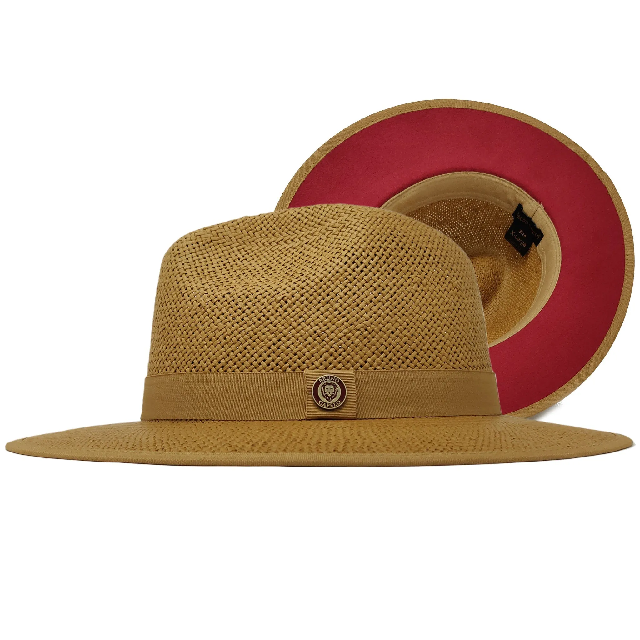 Bruno Capelo Kingdom Red Bottom Wide Brim Straw Fedora Accessories_Bruno Capelo_Hats
