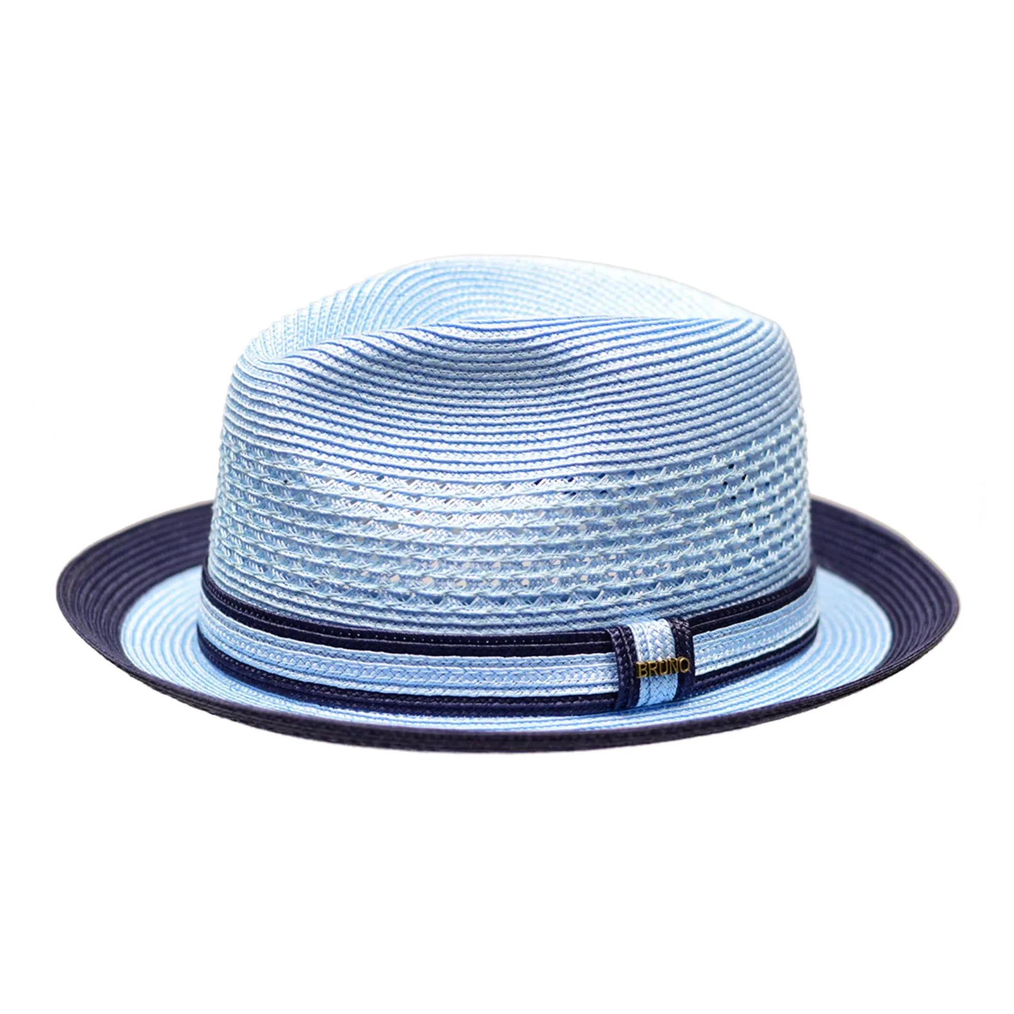 Bruno Capelo Retro 2-Tone Straw Fedora Hat Snap Brim Accessories_Bruno Capelo_Hats