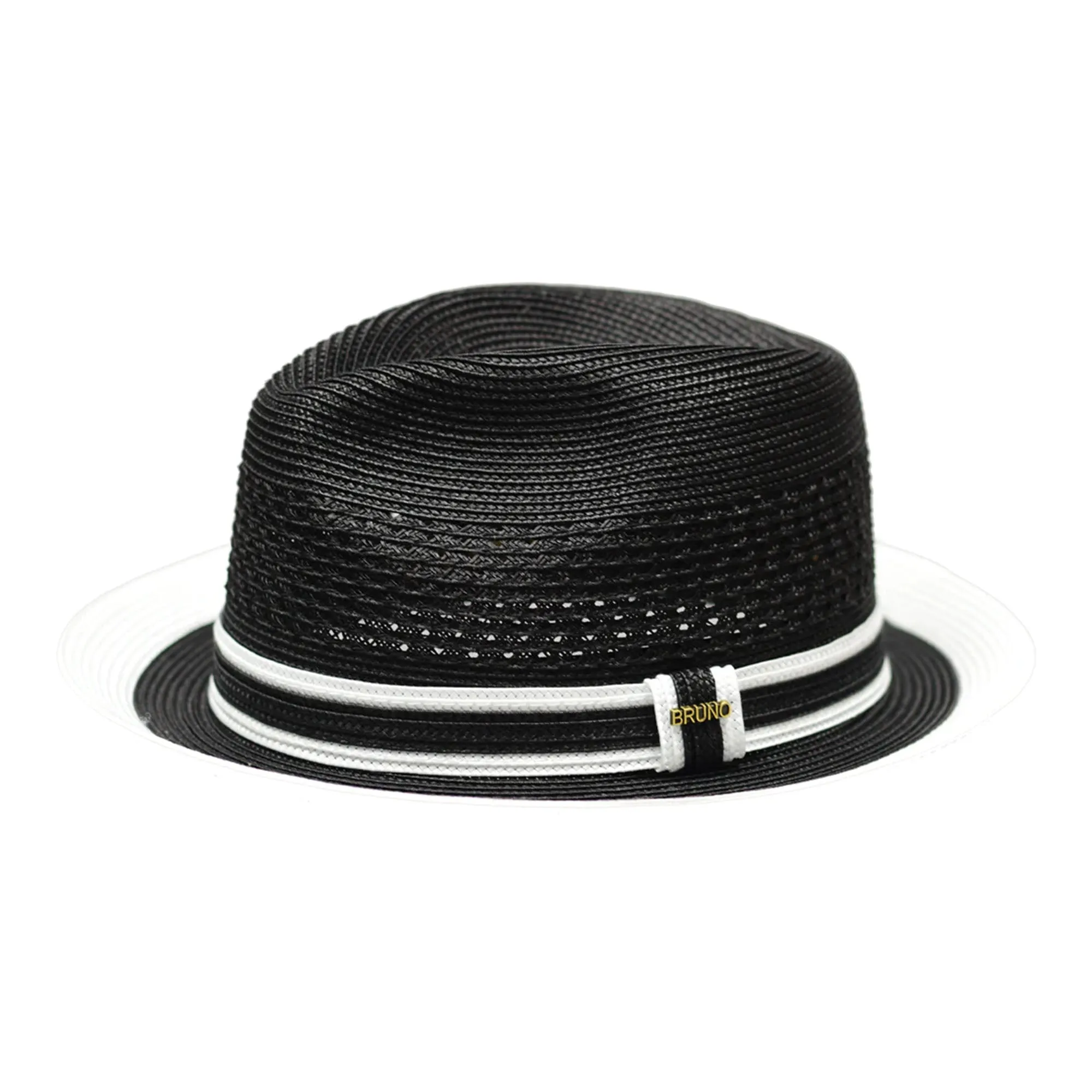 Bruno Capelo Retro 2-Tone Straw Fedora Hat Snap Brim Accessories_Bruno Capelo_Hats