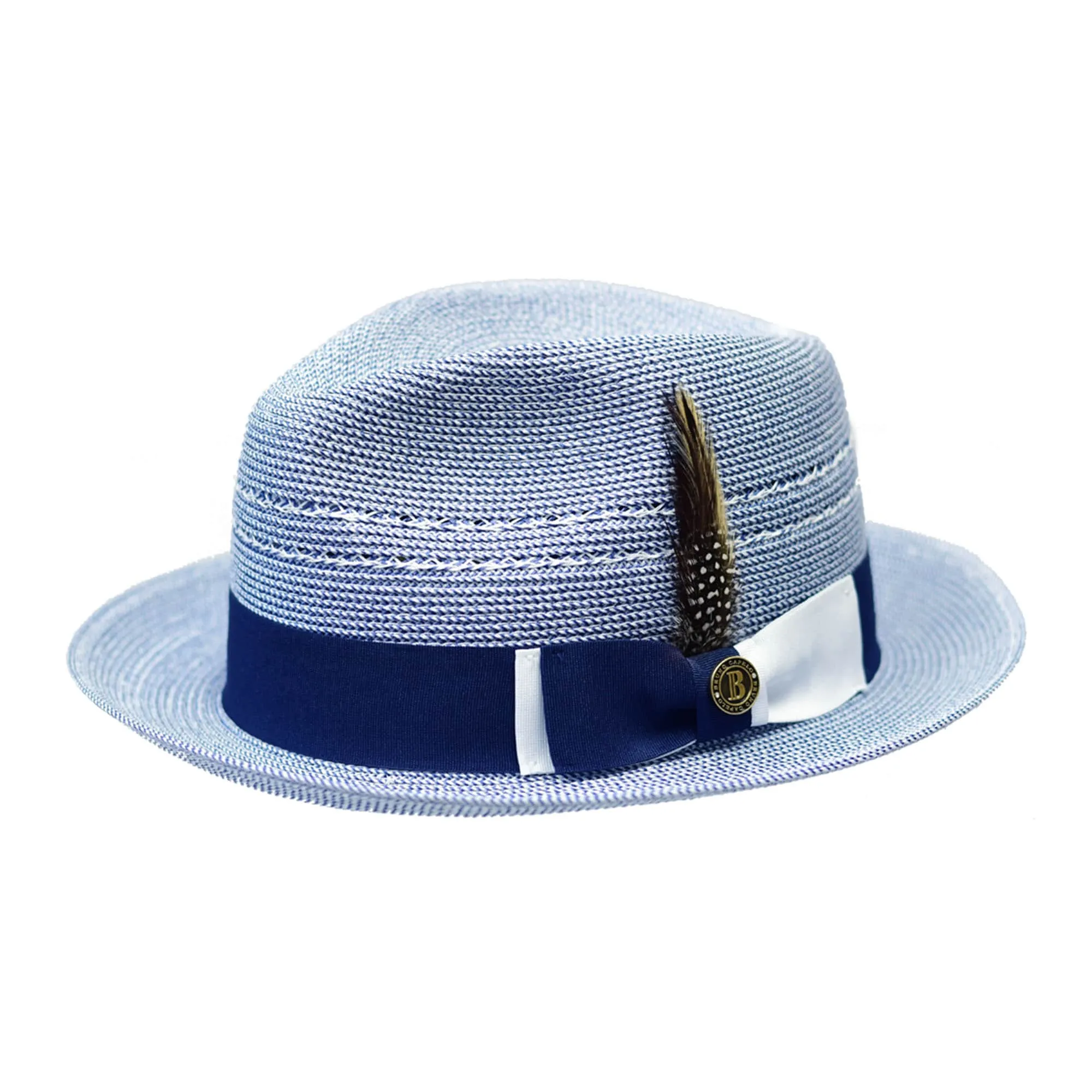 Bruno Capelo Ricardo 2-Tone Straw Fedora Hat Snap Brim Accessories_Bruno Capelo_Hats
