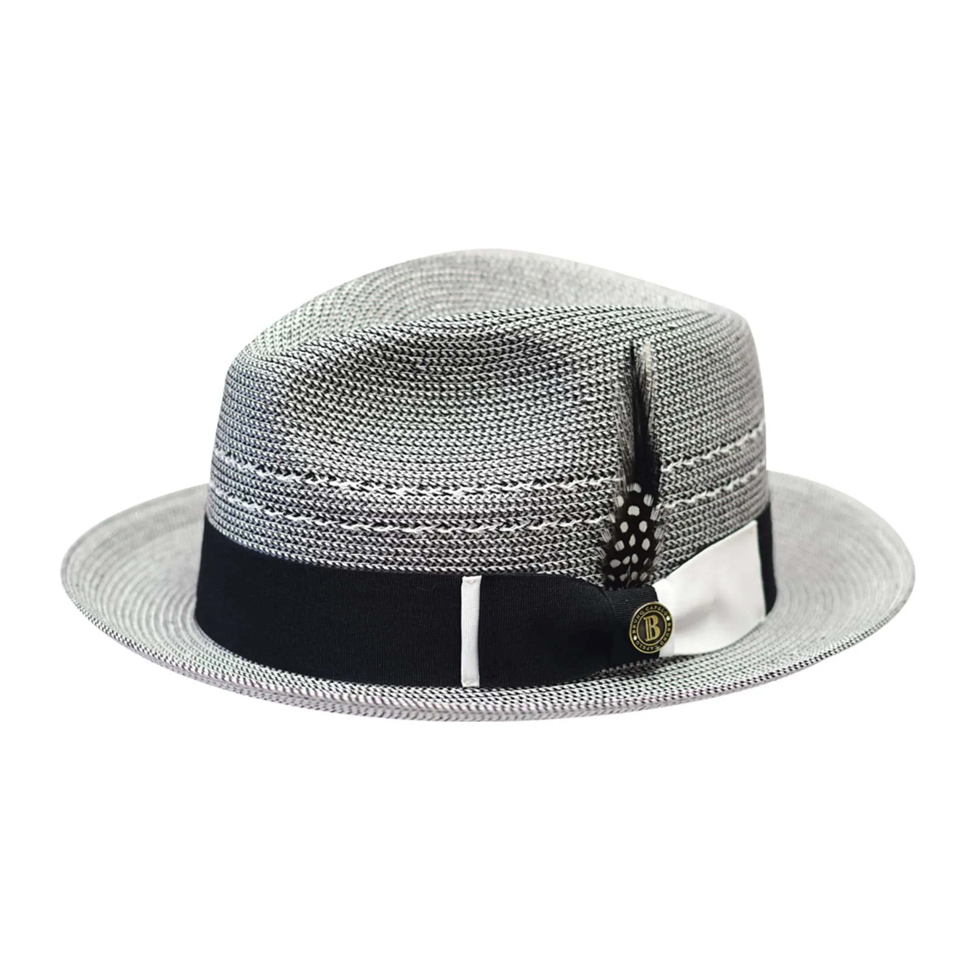 Bruno Capelo Ricardo 2-Tone Straw Fedora Hat Snap Brim Accessories_Bruno Capelo_Hats