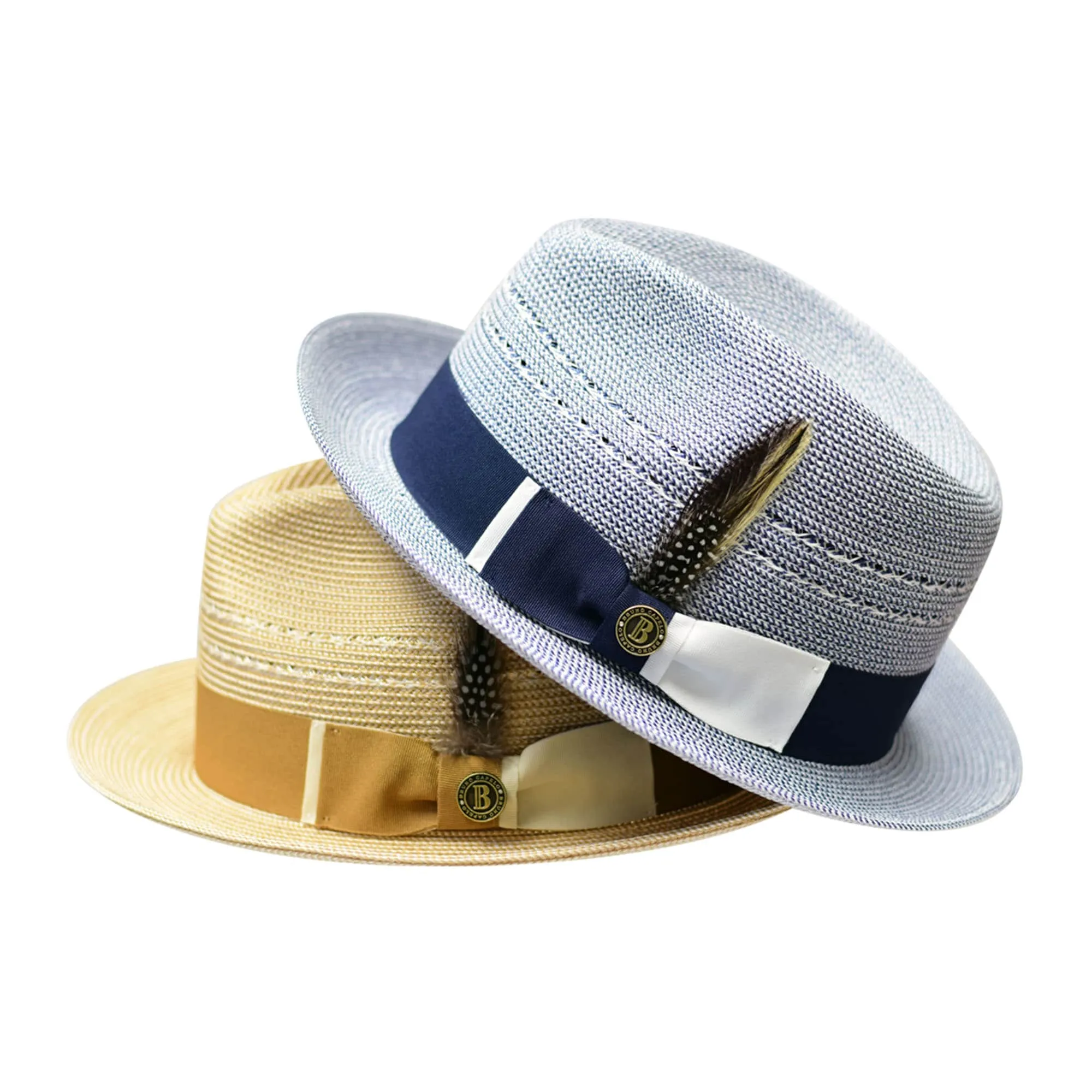 Bruno Capelo Ricardo 2-Tone Straw Fedora Hat Snap Brim Accessories_Bruno Capelo_Hats