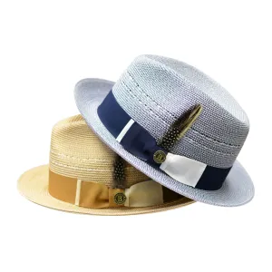 Bruno Capelo Ricardo 2-Tone Straw Fedora Hat Snap Brim Accessories_Bruno Capelo_Hats