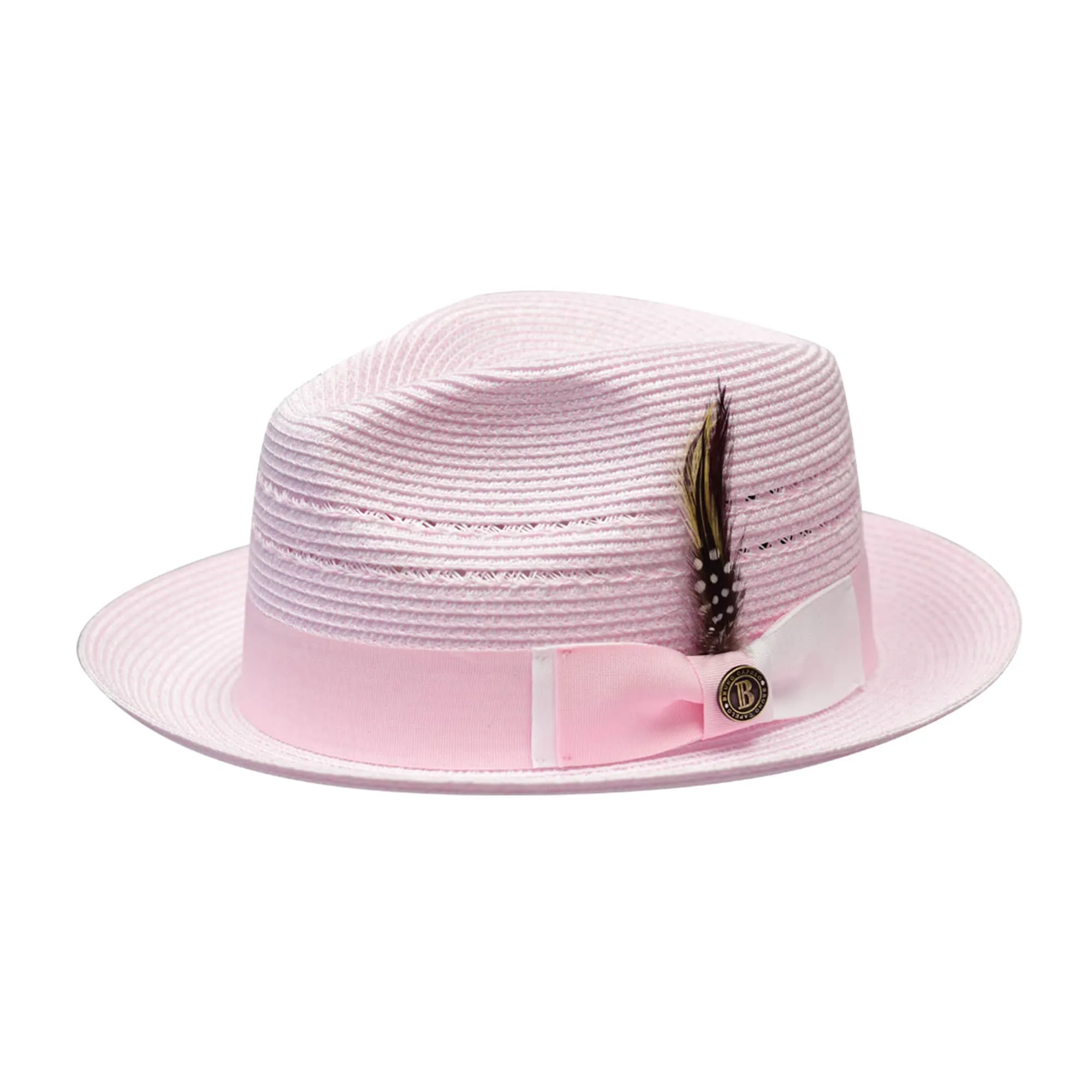 Bruno Capelo Ricardo 2-Tone Straw Fedora Hat Snap Brim Accessories_Bruno Capelo_Hats