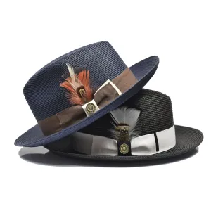 Bruno Capelo Theo Pinch Front Straw Fedora Accessories_Bruno Capelo_Hats