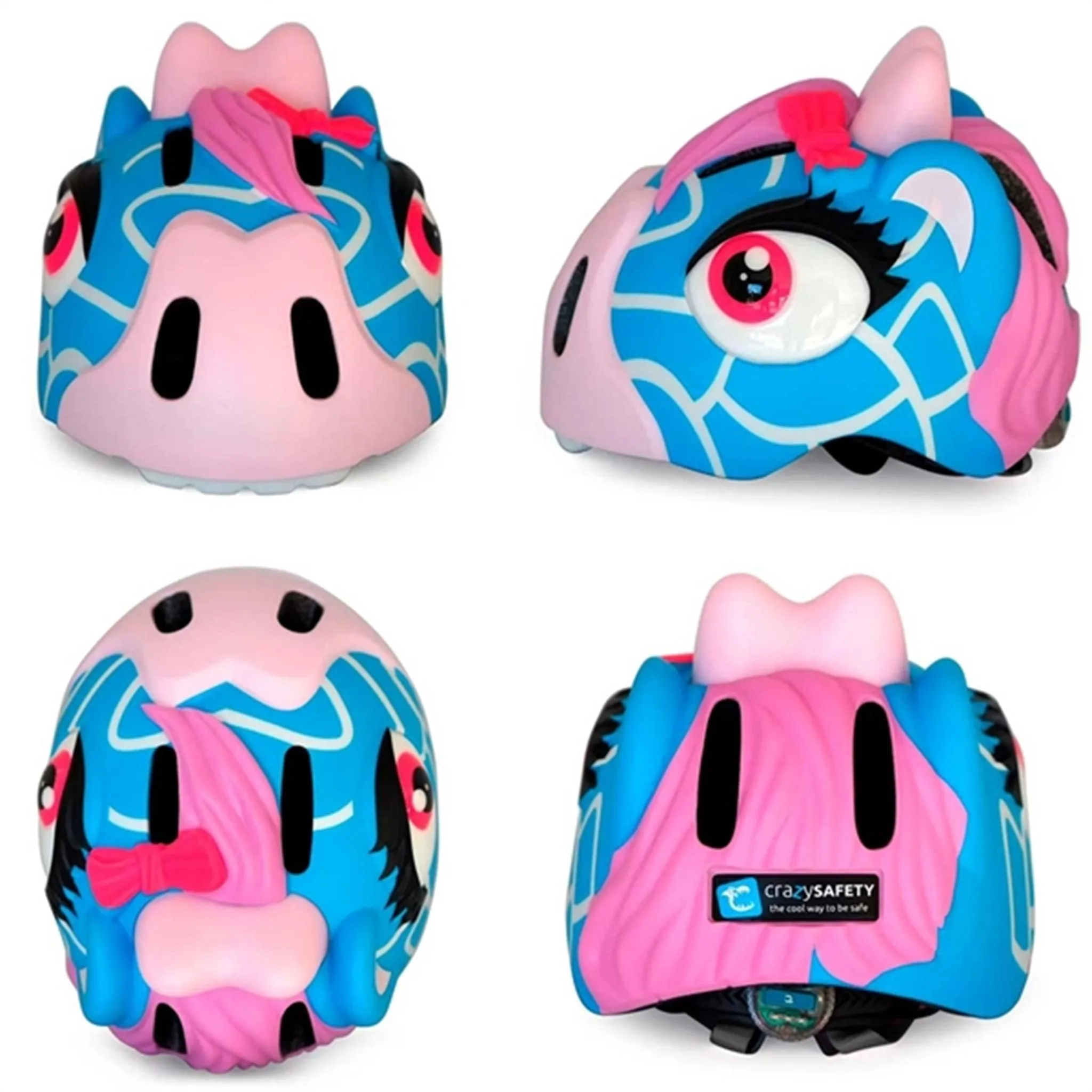 Crazy Safety Giraffe Bicycle Helmet Blue
