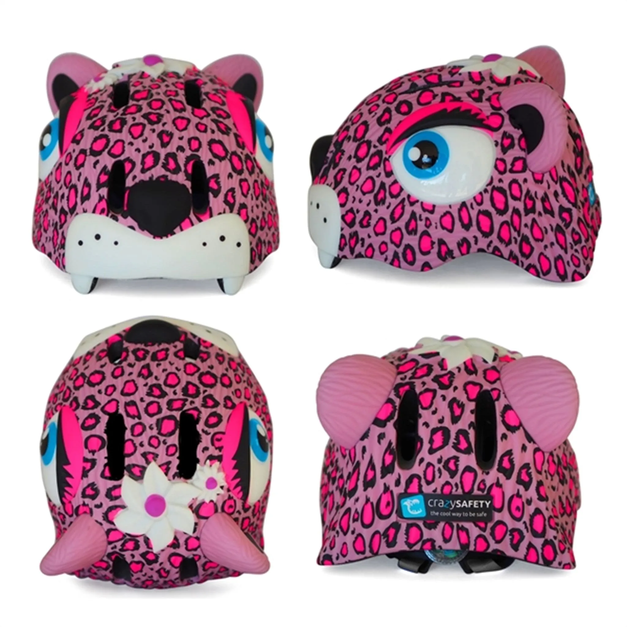 Crazy Safety Leopard Bicycle Helmet Pink