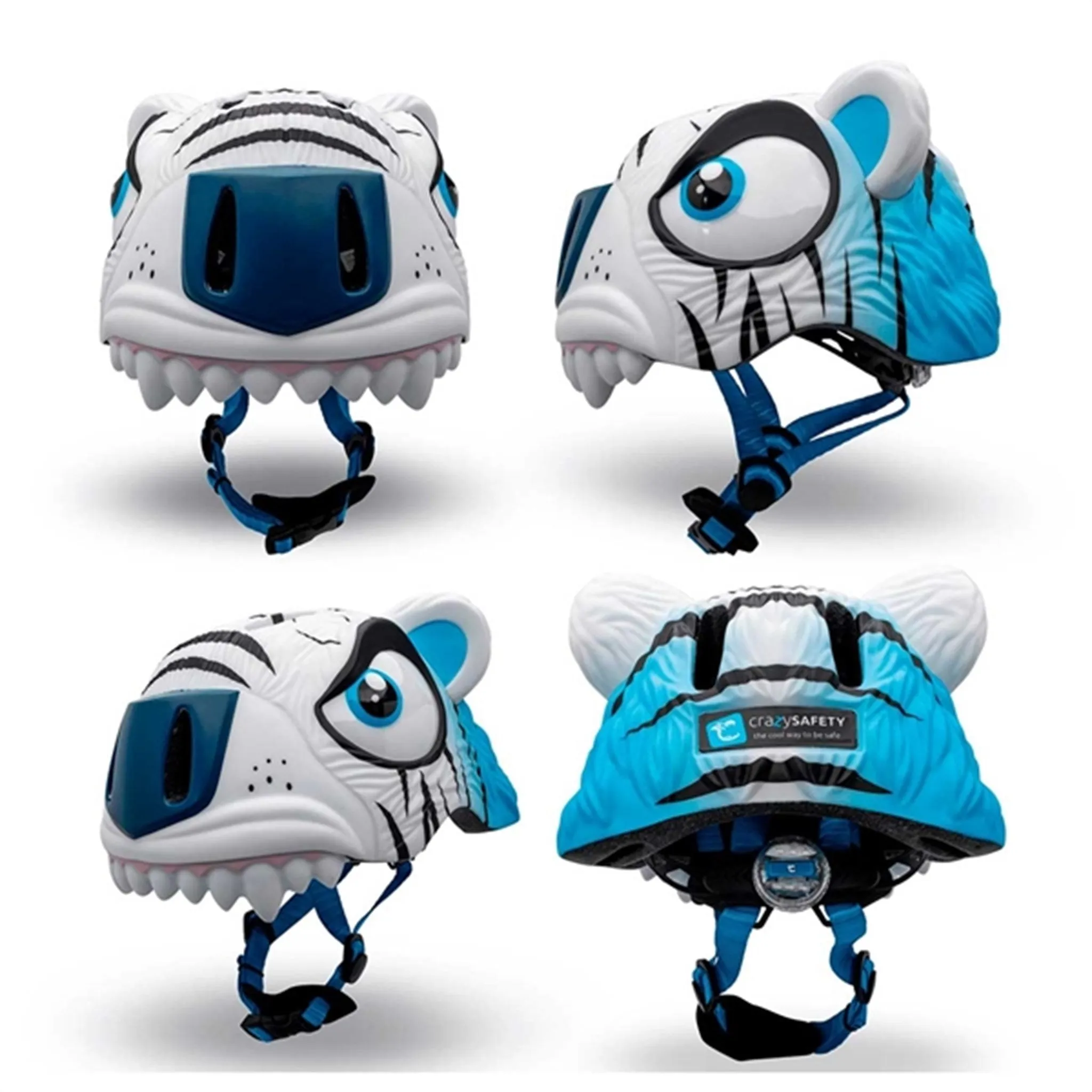 Crazy Safety Tiger Bicycle Helmet White