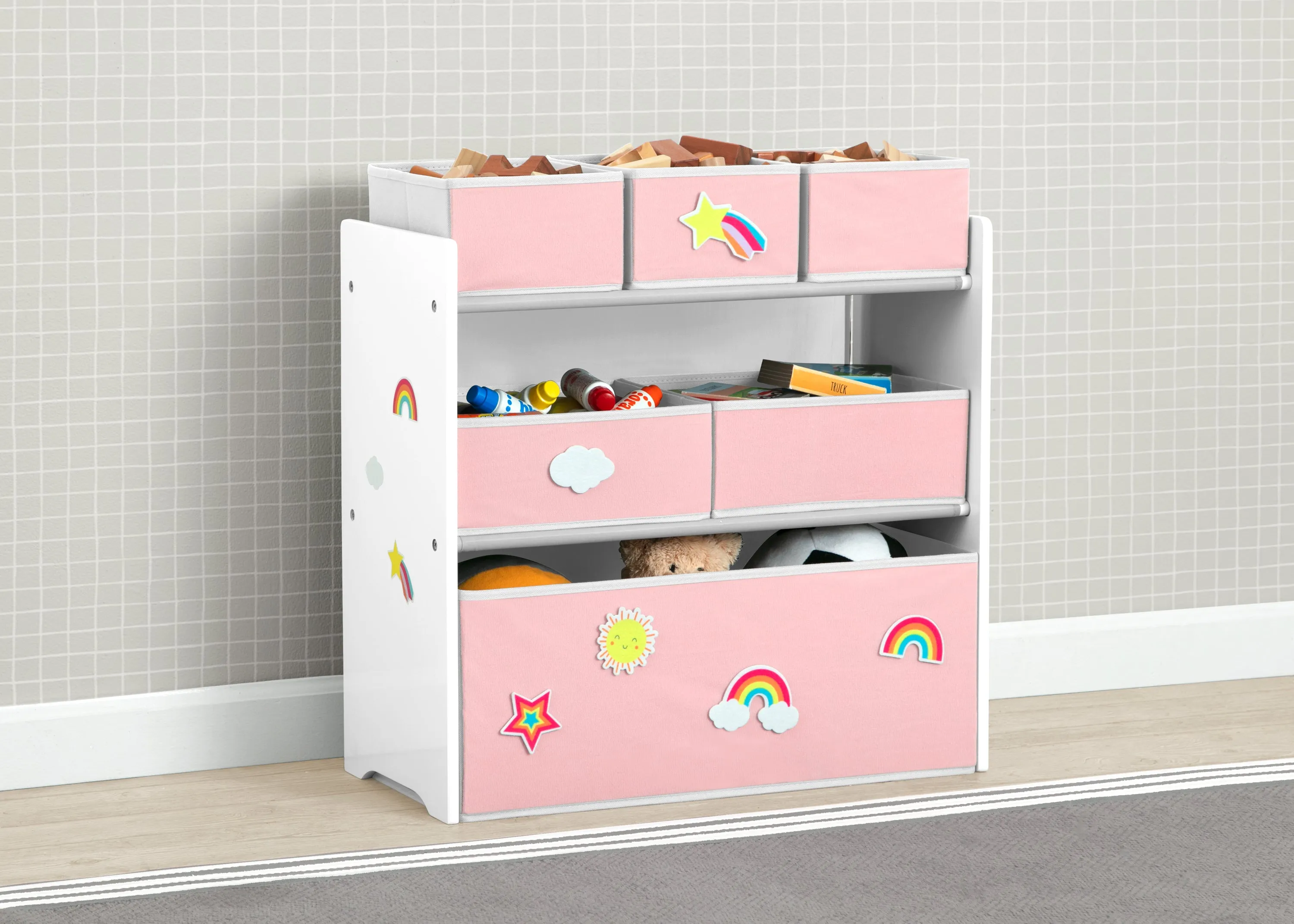 Design & Store 6 Bin Toy Storage Organizer with Interchangeable Patches Babykids_Delta Children_Toy Storage & Bookshelves