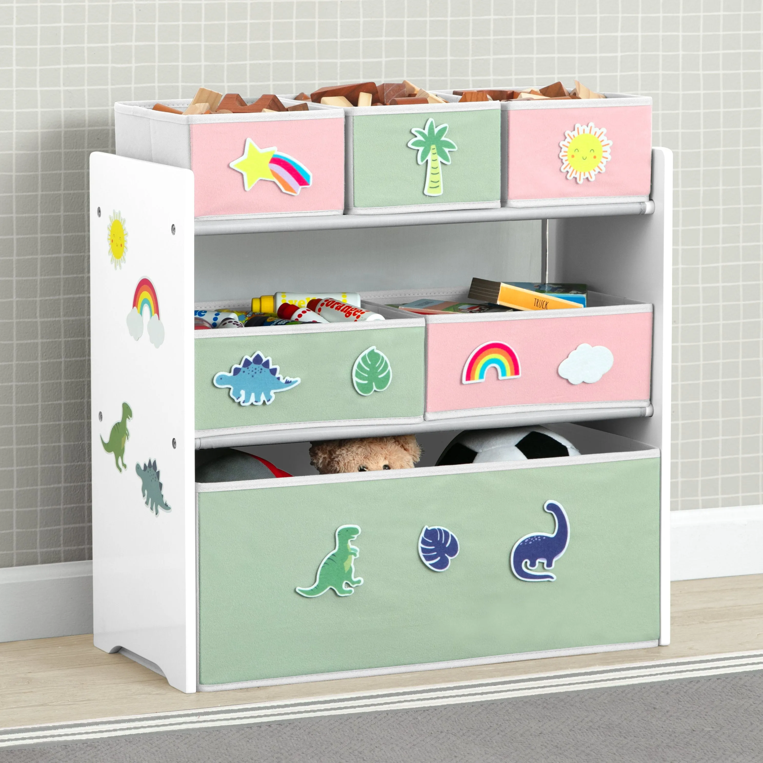 Design & Store 6 Bin Toy Storage Organizer with Interchangeable Patches Babykids_Delta Children_Toy Storage & Bookshelves