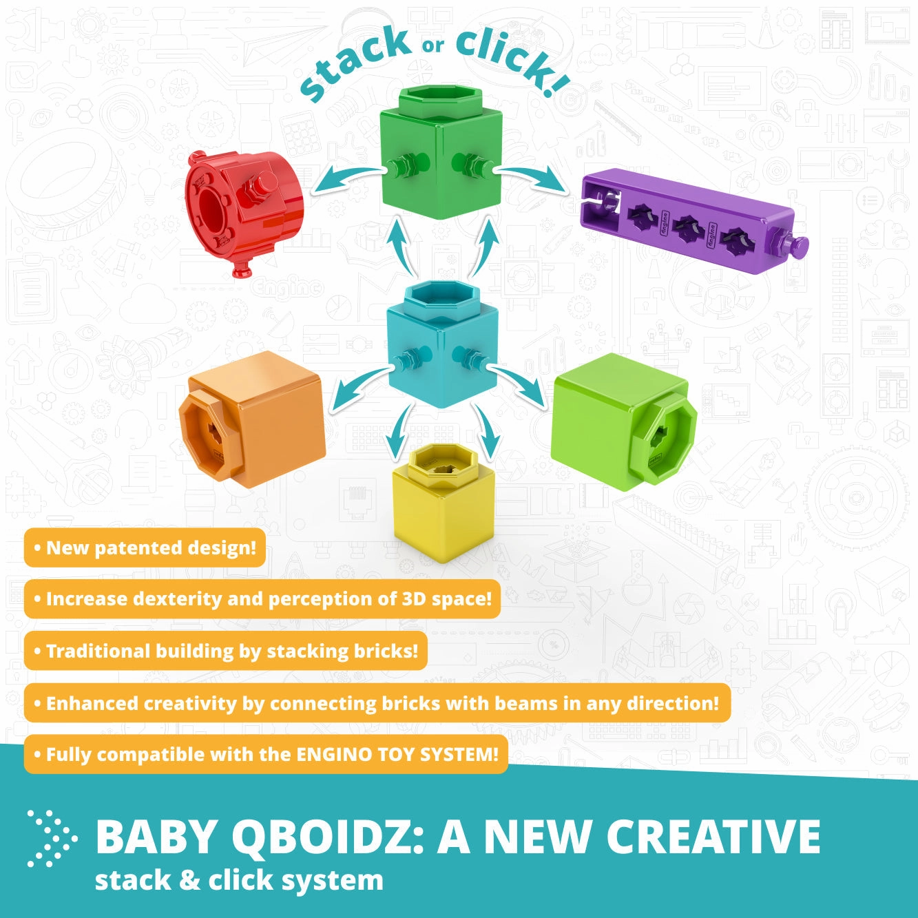 Engino Baby Qboidz - My First Steps - Medium Tub