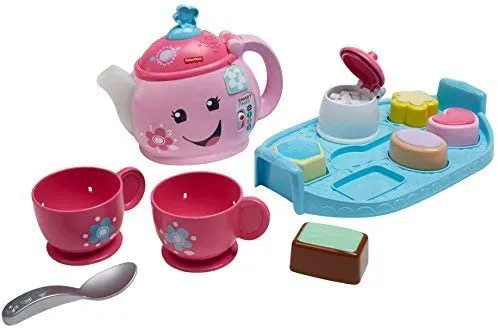 Fisher-Price Toys Fisher-Price DYM76 Laugh and Learn Sweet Manners Tea Playset, Toddler Role Play Tea Set Toy for Children with Educational Shape Sorter, Suitable 18 Months Plus