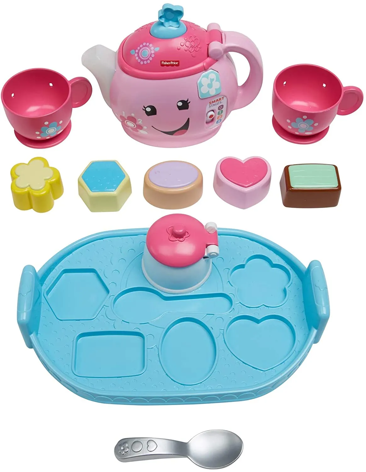Fisher-Price Toys Fisher-Price DYM76 Laugh and Learn Sweet Manners Tea Playset, Toddler Role Play Tea Set Toy for Children with Educational Shape Sorter, Suitable 18 Months Plus