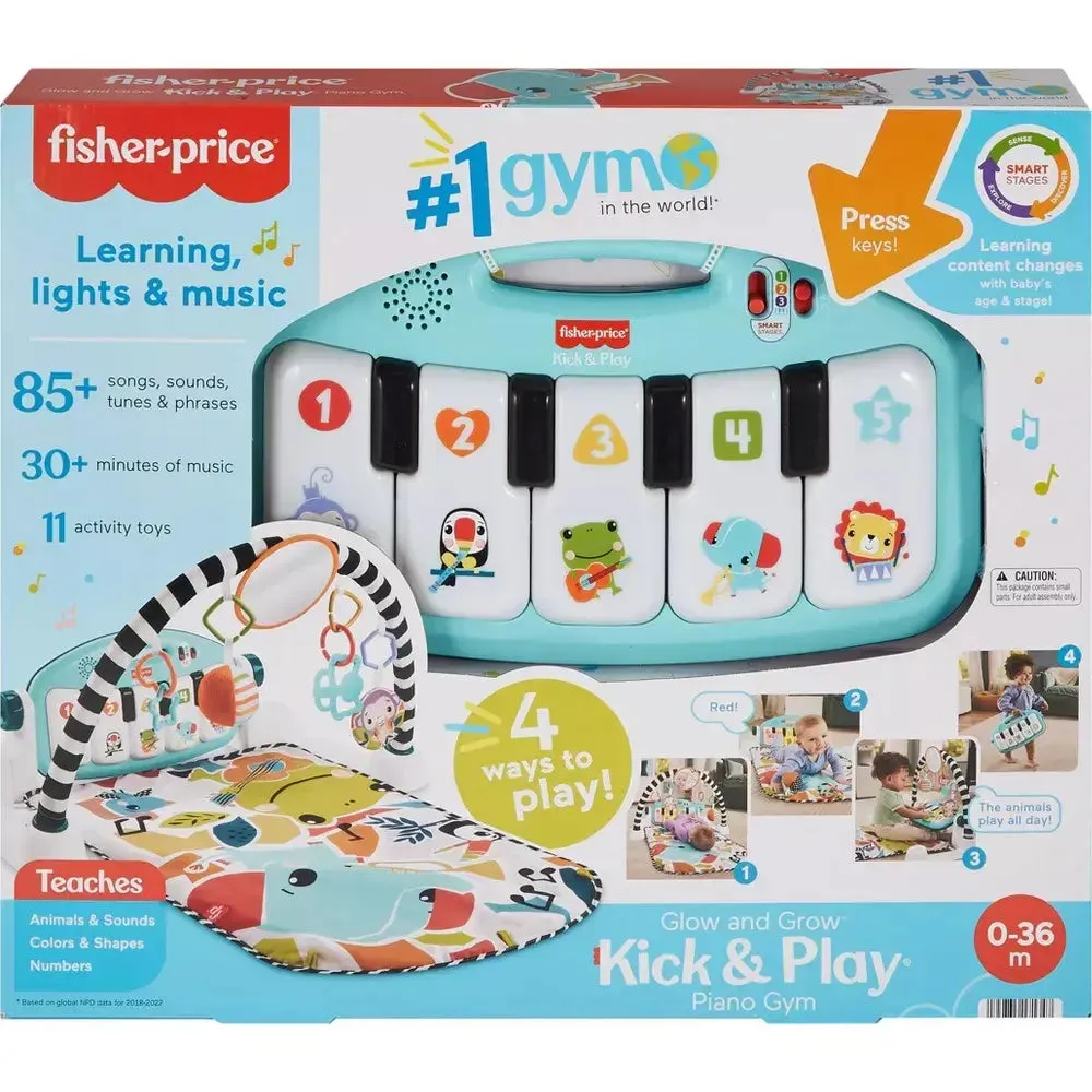 Fisher-Price Toys Fisher-Price Glow and Grow Kick & Play Piano Gym (Blue)