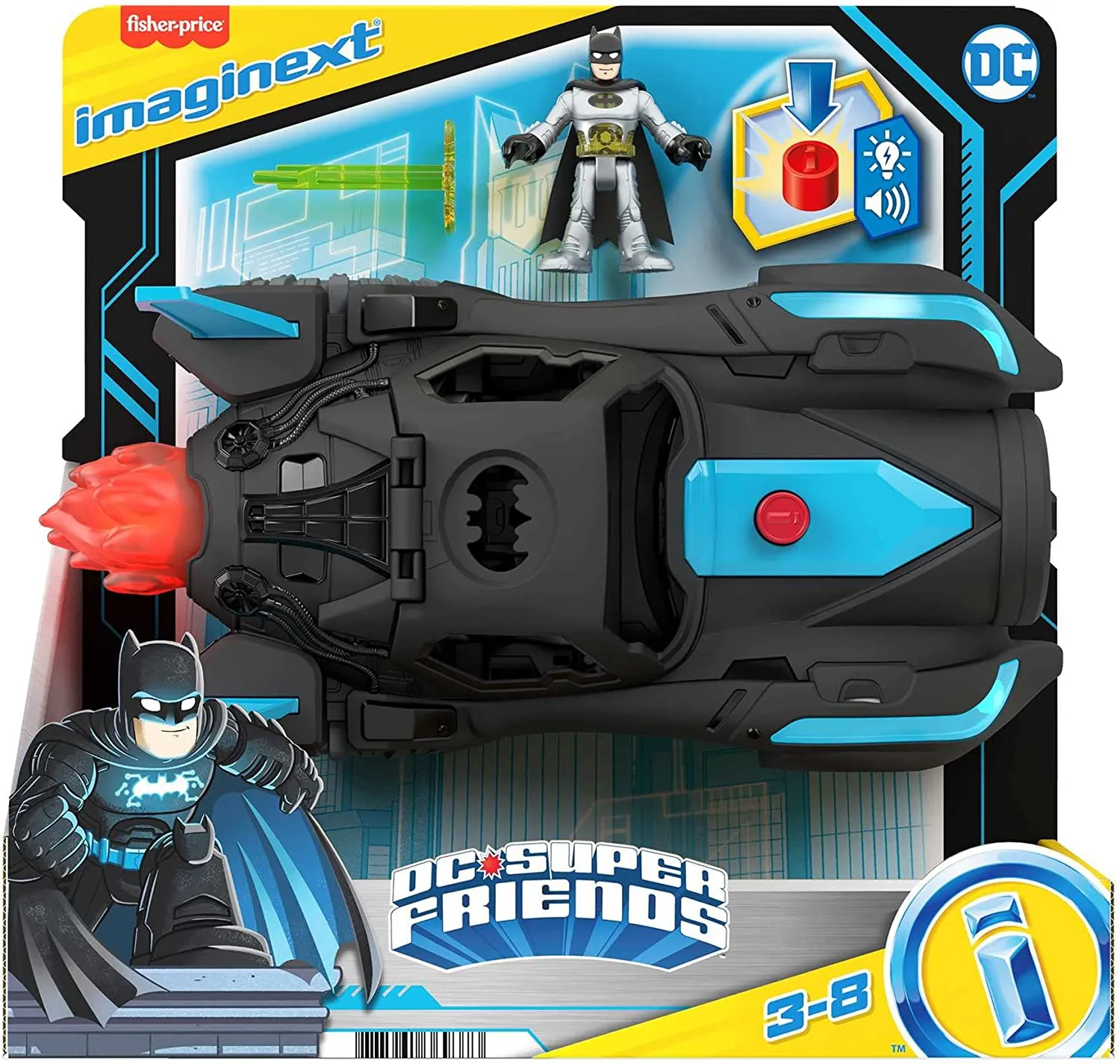 Fisher-Price Toys Fisher-Price Imaginext DC Super Friends Batmobile with lights and sounds, Batman