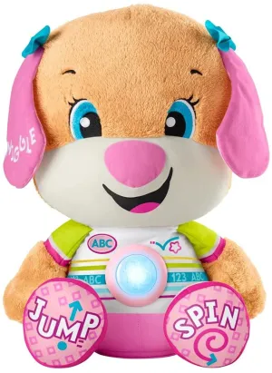 Fisher-Price Toys Fisher-Price Laugh & Learn So Big Sis - UK English Edition, Large Musical Plush Puppy Toy with Learning Content for Infants and Toddlers