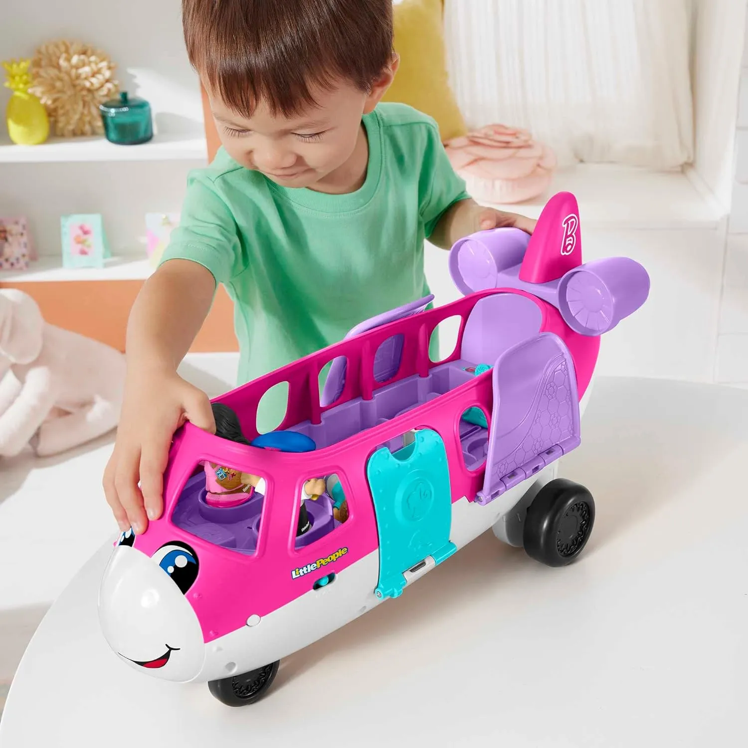 Fisher-Price Toys Fisher-Price Little People Barbie Toy Airplane for Toddlers with Lights Music and Folding Stairs