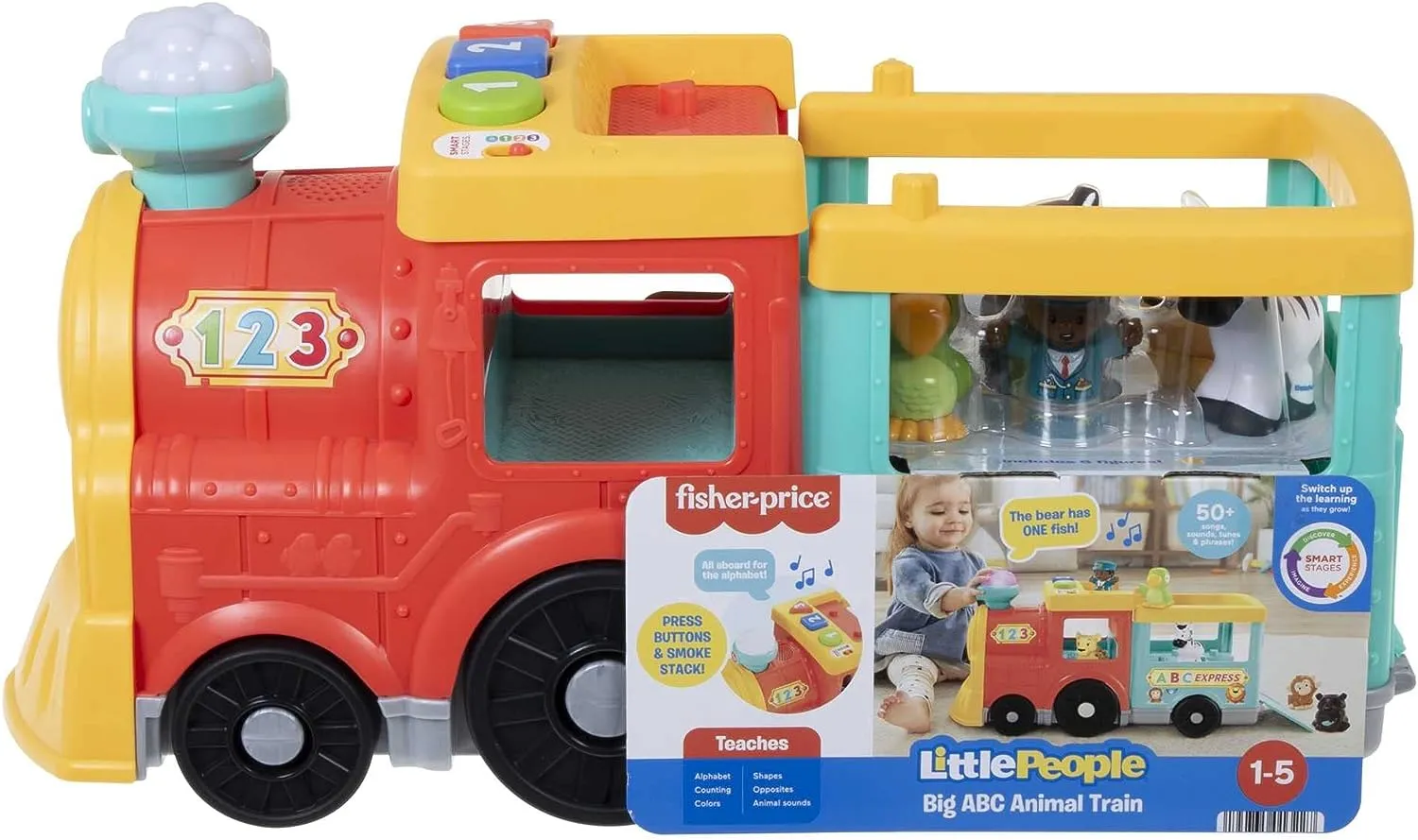 Fisher-Price Toys Fisher-Price Little People Big ABC Animal Train, push-along toy vehicle with lights